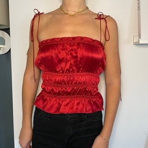 Red Silk Reformation Viviana Top
